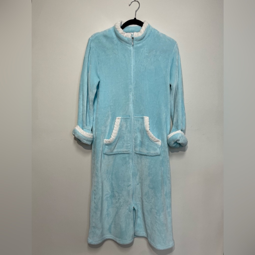 Miss Elaine Zip-up Robe / House Coat Blue Petite S